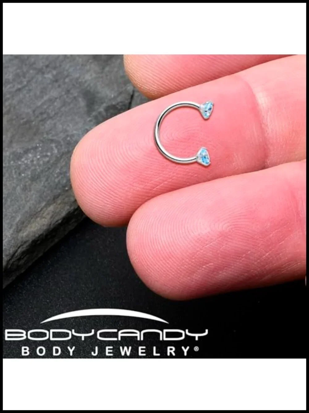 ASTM F136 Implant Titanium CZ Horseshoe Nose Ring Internally Threaded 18G 8mm
